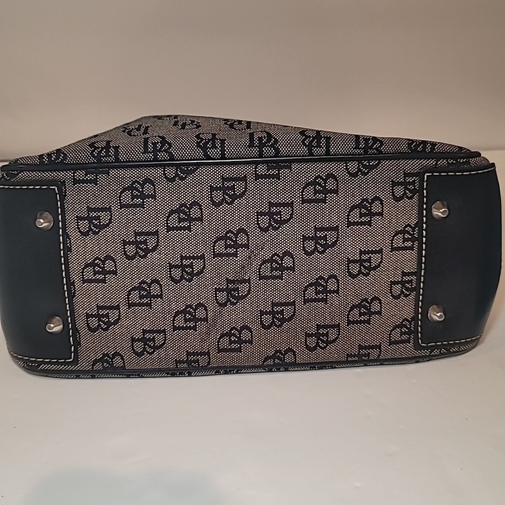 DOONEY & BOURKE Gray and Black Silver Buckle Signature Satchel Purse - Picture 8 of 9